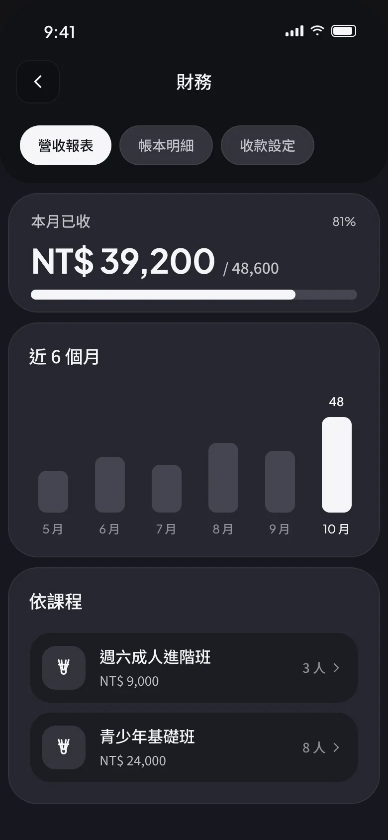 收款與對帳畫面