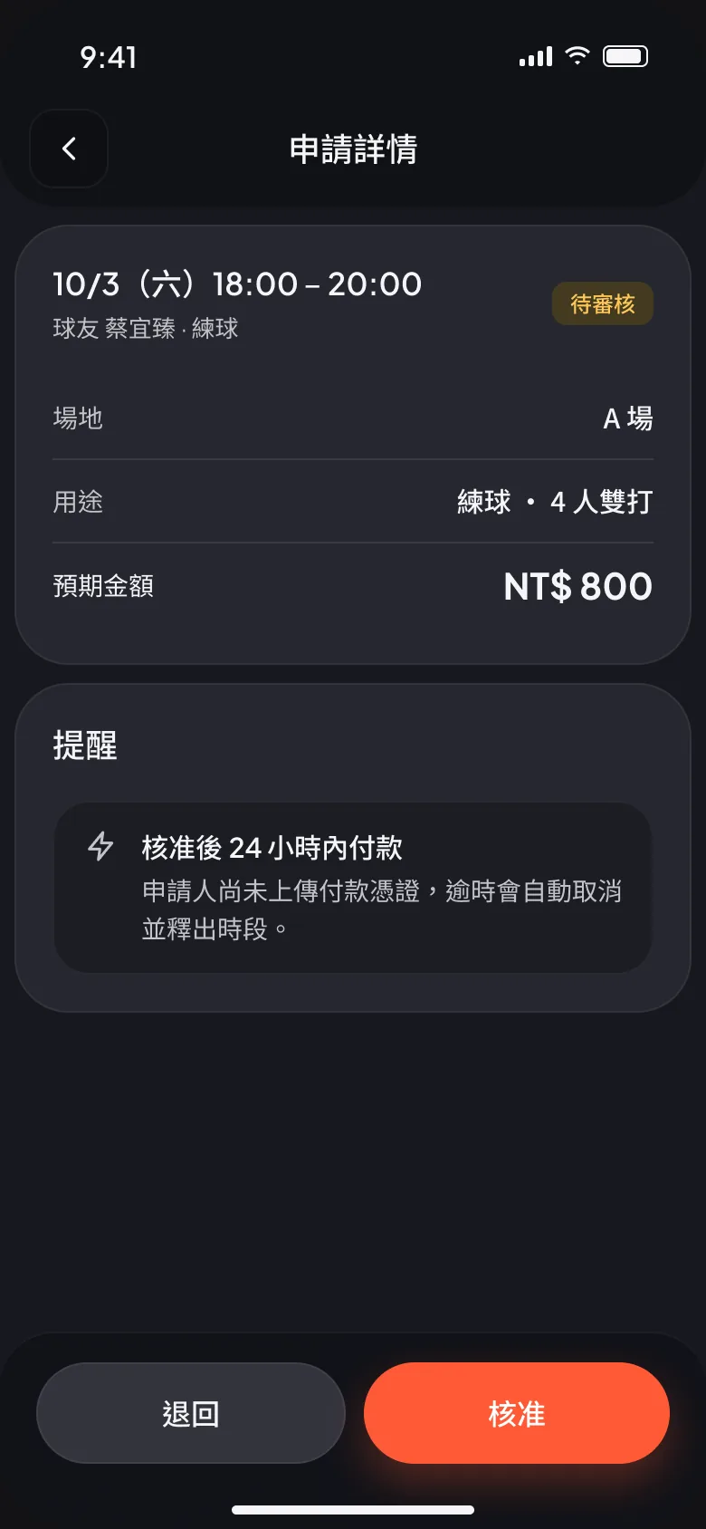 租借審核畫面