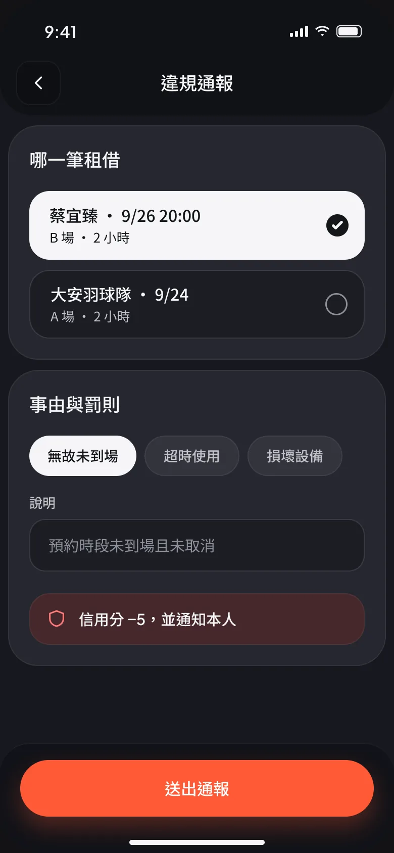 使用概況與違規畫面